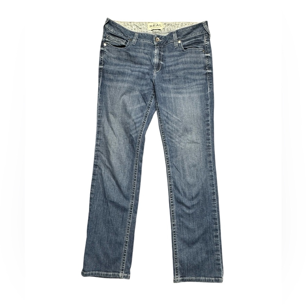Ariat REAL Jeans Womens 33L Mid Rise Sabrina Straight Blue Denim Western Cowgirl